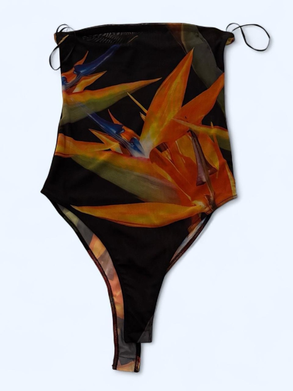 Zara NWT Sheer black and floral print bodysuit